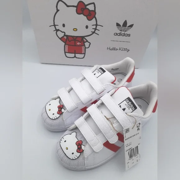 NIB ADIDAS ORIGINALS HELLO KITTY SUPERSTAR CF C KIDS GIRLS SHOES SIZE 2Y - Picture 10 of 10